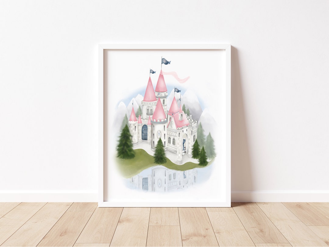 Princess Castle Art Print, Pink Fairy Princess Nursery, Fairytale ...