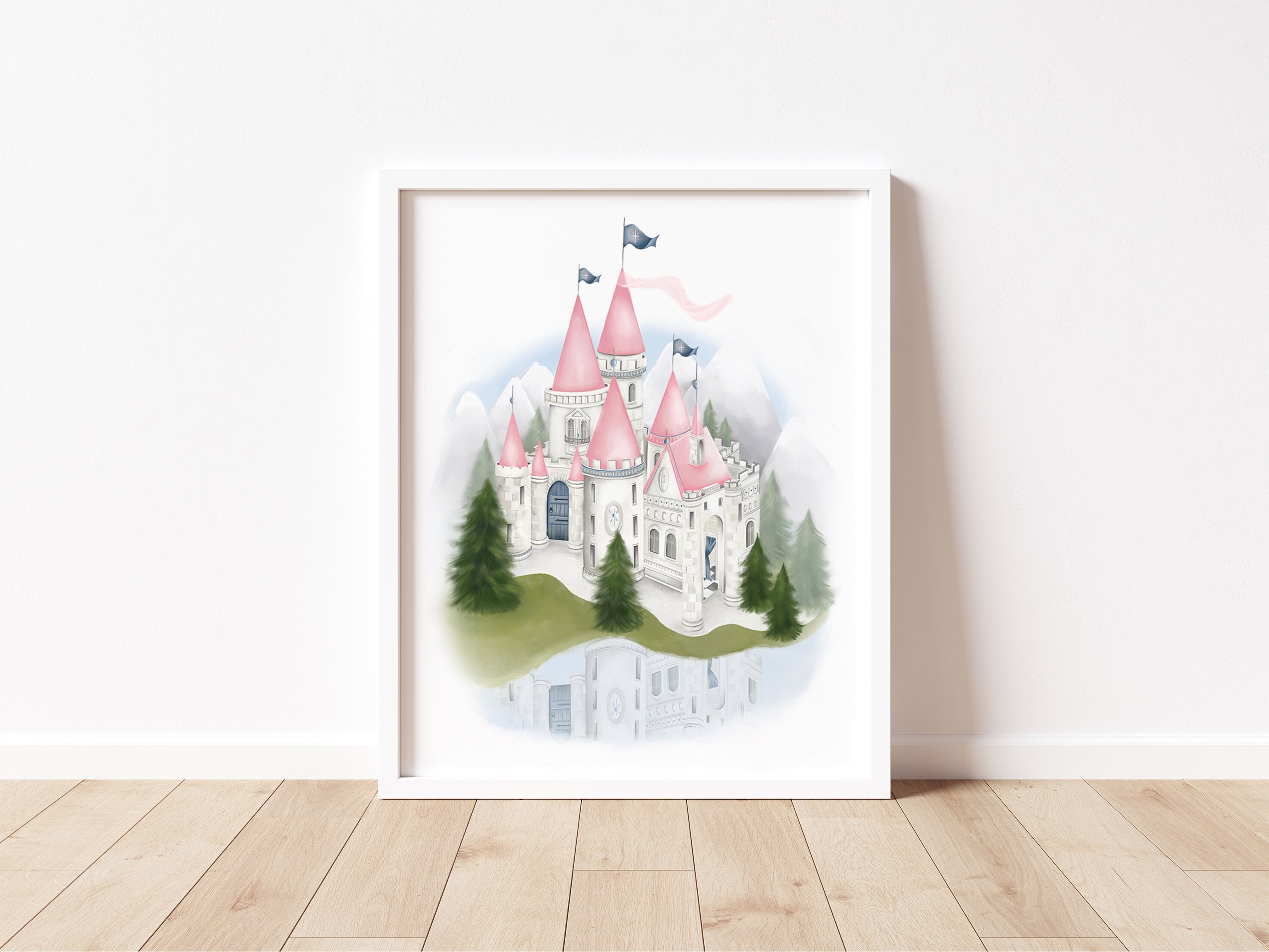 Princess Castle Art Print Pink Fairy Princess Nursery | Etsy