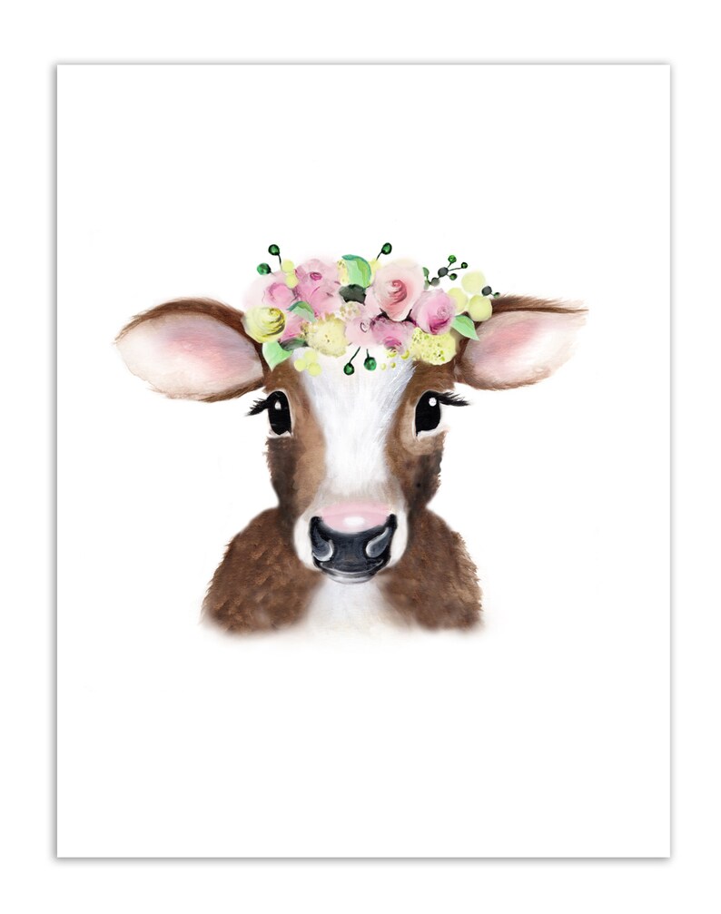 Baby Animal Flowers Prints Farm Art Prints Baby Animal Etsy