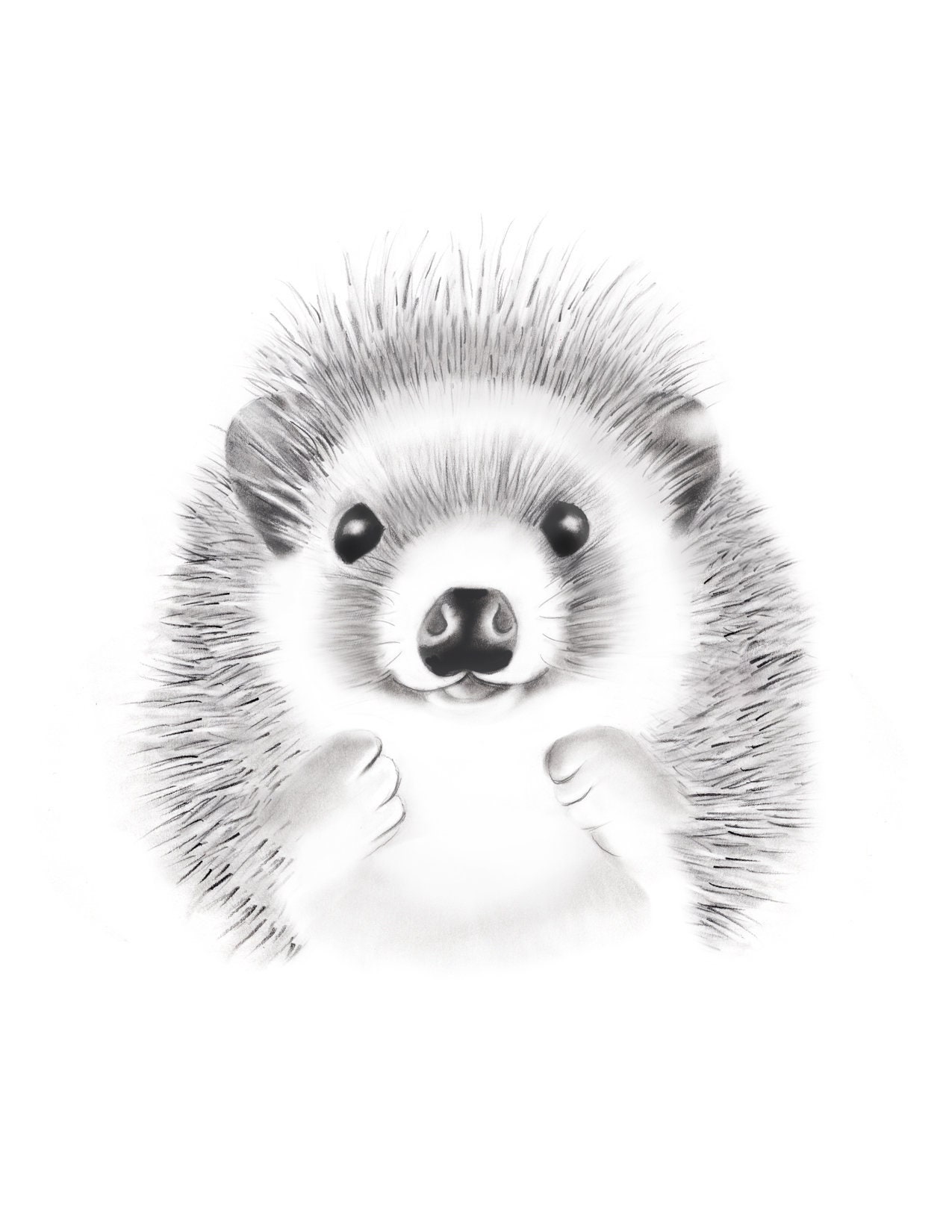 Hedgehog Nursery Art Print Baby Animal Drawing Woodland - Etsy Denmark
