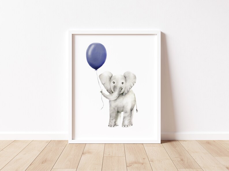 Baby Elephant With Balloon Nursery Print Baby Elephant Room Etsy
