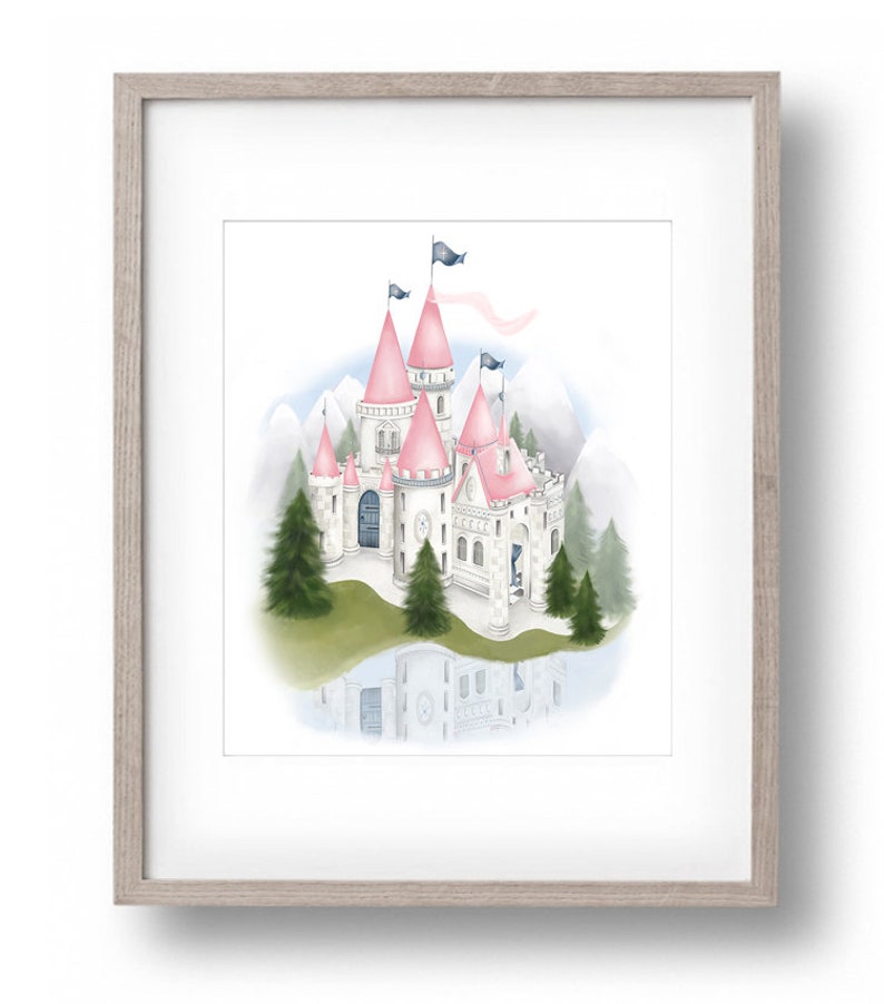 Princess Castle Art Print Pink Fairy Princess Nursery - Etsy
