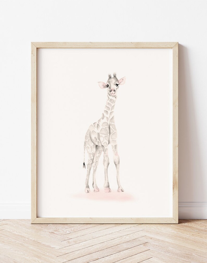 Giraffe Baby Wall Decor Safari Prints for Baby Girl Giraffe Etsy