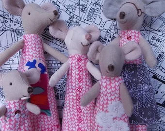 Maileg Valentine dresses 4 Mom Gma Bigsis Lilsis Baby