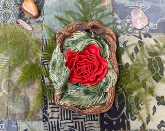 Ceramic Rose Ready to hang wall decor whimsical art cottage core