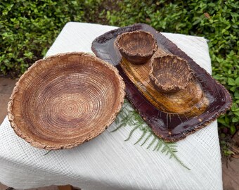 Woodland Ceramic Nesting Bowls and Platter, Cottage Core Home Decor