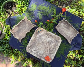 Woodland sushi set with wooden texture and mushrooms set of 3