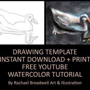 White Duck - Template Transfer for Watercolor YouTube Tutorial Video - Download and Print Instantly