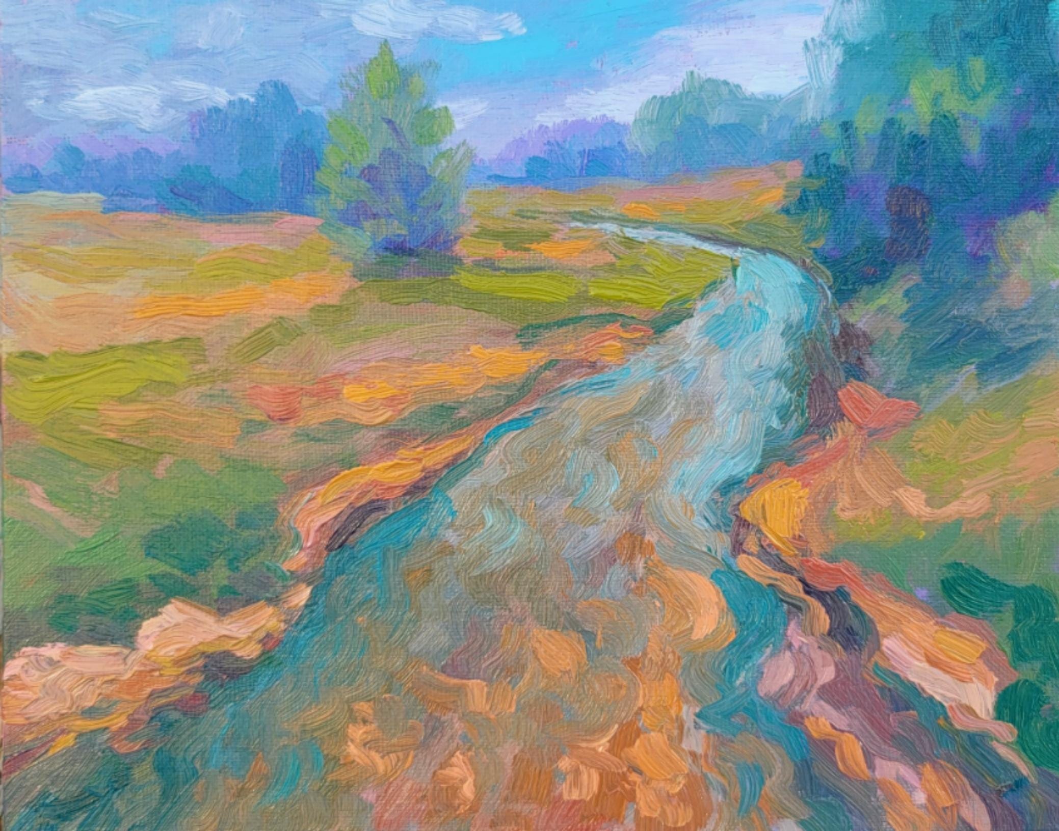 Sandhills River - Oil Painting - Impressionist Landscape Original Art - Impressionism 8in x 10in - Nebraska Art
