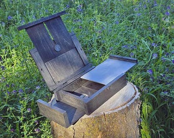 Design Upgrade - Compact Handmade Pochade Box for Plein Air Painting - "The Overlander" - Paint Tube Storage - Made in USA