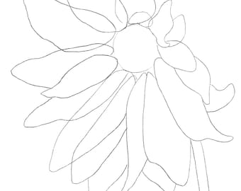 Sunflower - Template Transfer for Watercolor YouTube Tutorial Video - Descargar e Imprimir al instante