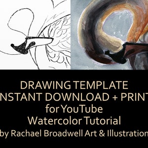 Sunset Swan - Template Transfer for Watercolor YouTube Tutorial Video - Download and Print Instantly