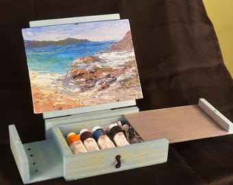 Compact Handmade Pochade Box for Plein Air Painting - Paint Tube Storage - Made in USA