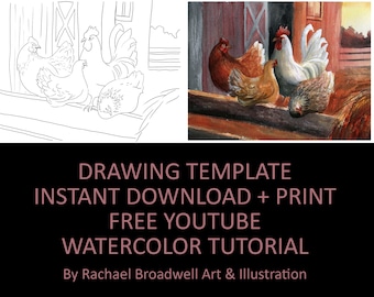 Morning Crew - Template Transfer for Watercolor YouTube Tutorial Video - Download and Print Instantly