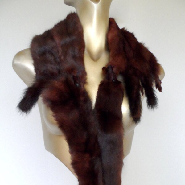 Vintage 1940's Mink Scarf Stole / Very Downton Abbey! /Six Whole Mink Pelts In Excellent Vintage Condition /
