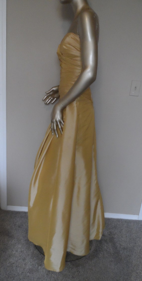 1990's Gold Strapless Party Prom Evening Gown* Si… - image 8