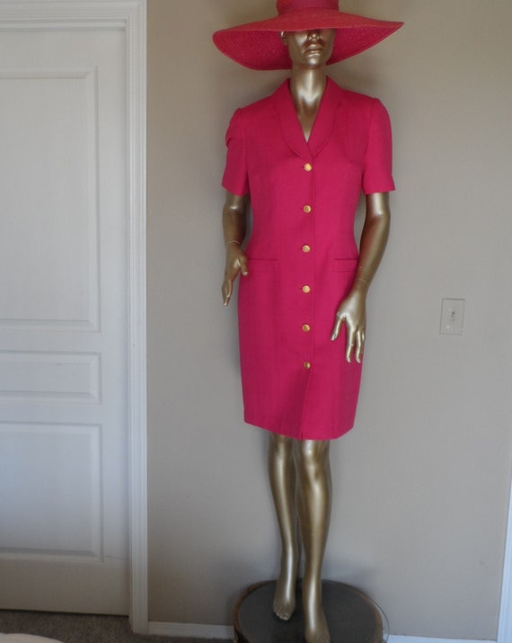 Vintage 1990's Pink Sheath Dress* Size 4 . Short … - image 1