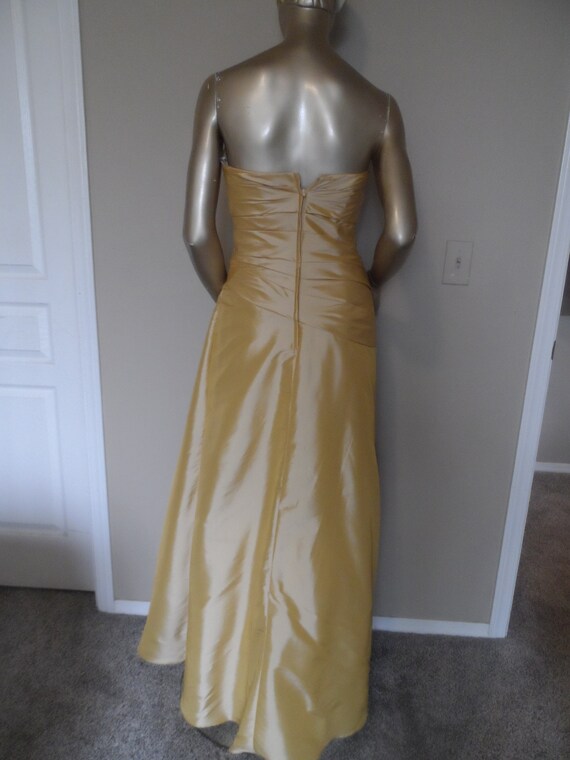 1990's Gold Strapless Party Prom Evening Gown* Si… - image 4