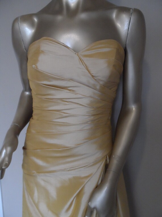 1990's Gold Strapless Party Prom Evening Gown* Si… - image 6