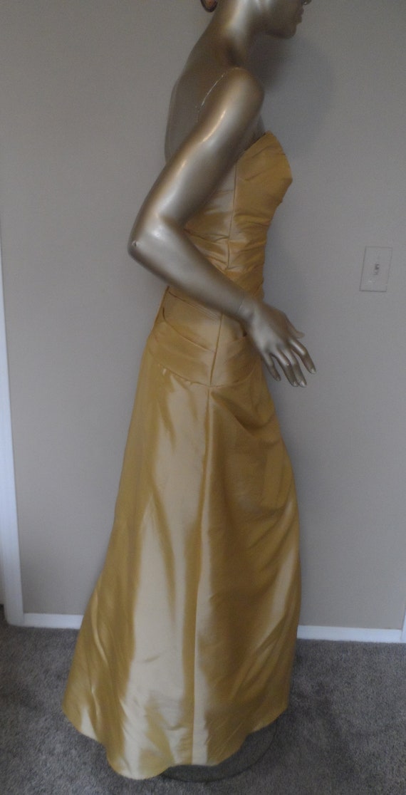 1990's Gold Strapless Party Prom Evening Gown* Si… - image 5