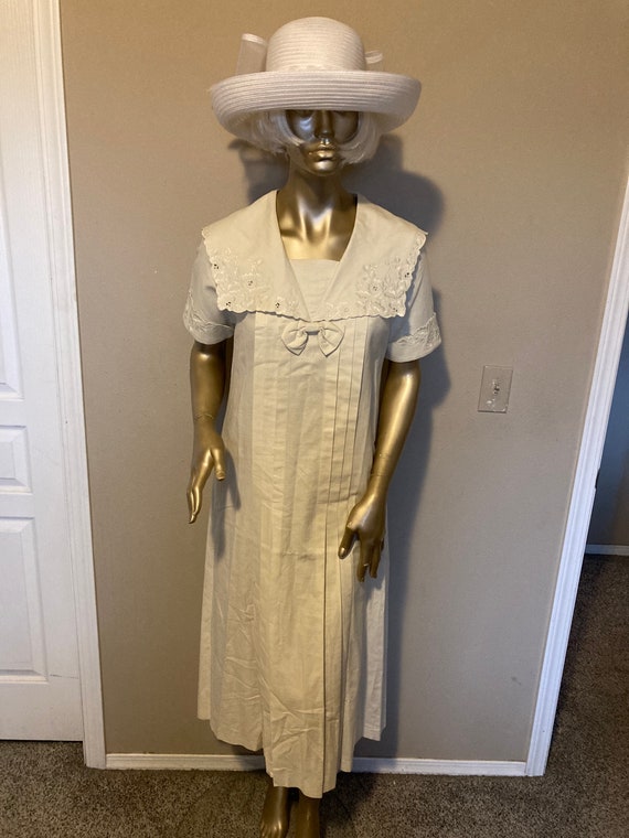 Vintage LAURA ASHLEY Linen Dress* 1980's Cream Li