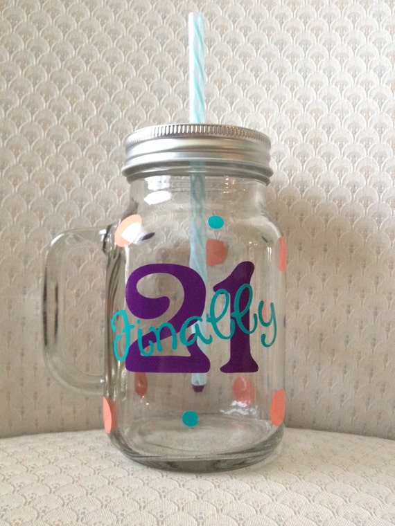 Items similar to Mason Jar 21 Birthday Mason Jar 21 Birthday