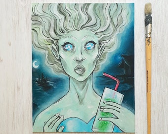 Ragazza Tiki: ragazza ghoul spettrale - Dipinto originale