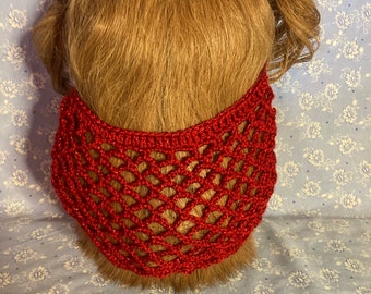 SPARKLE ALERT!  Handmade crochet half snood in premier delux acrylic yarn.Deep red with sparkle.