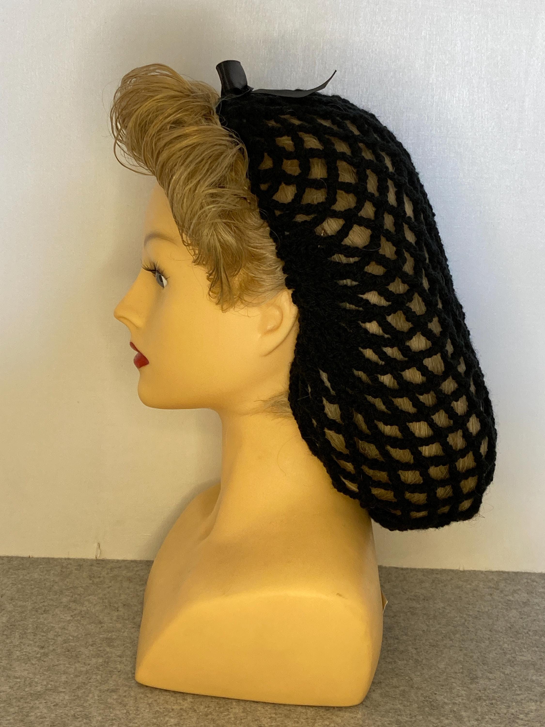 Retina Per Capelli All'uncinetto - Cappello Notte Donna Comodo E Pratico - Nero