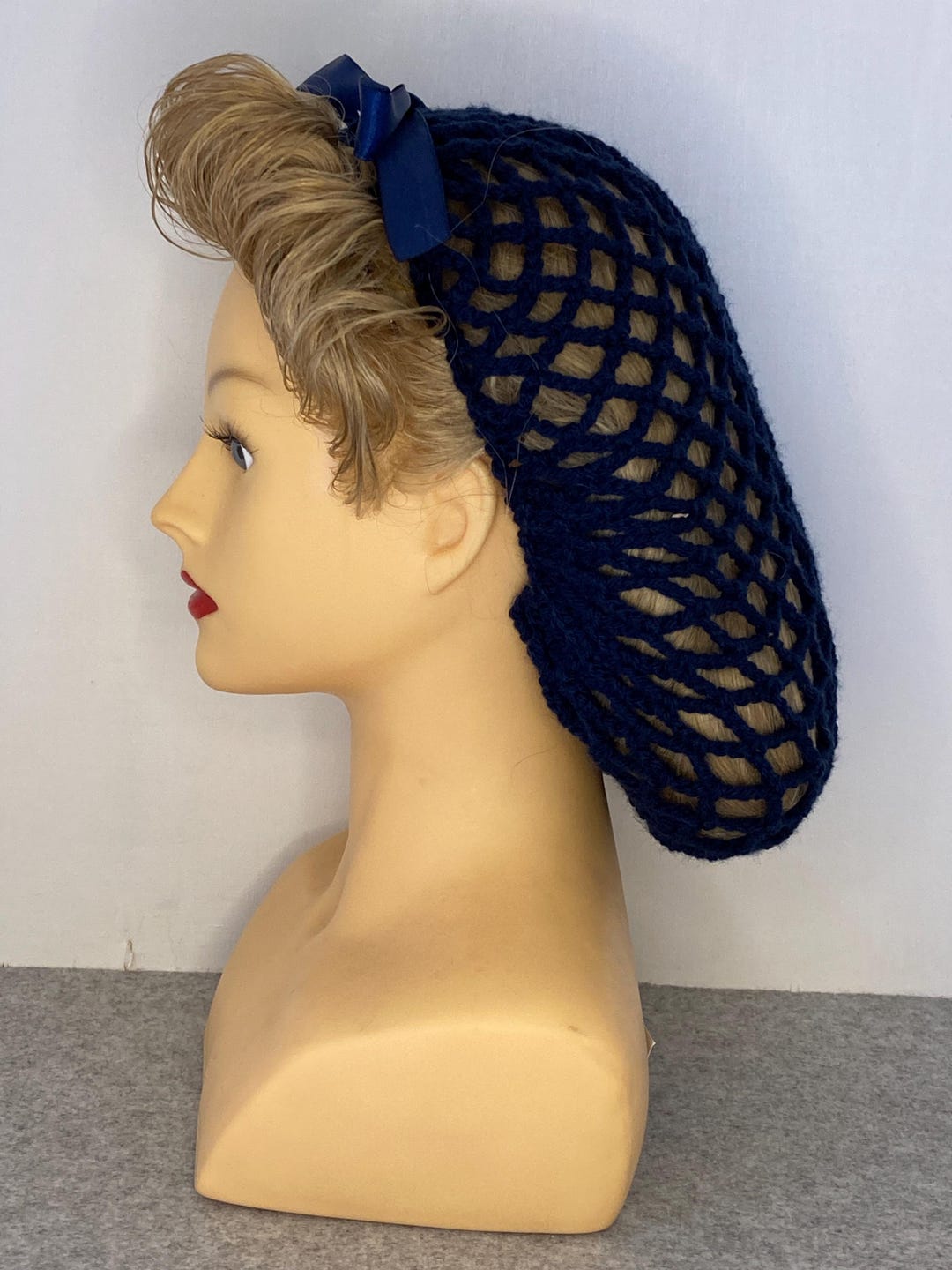 帽子 TENDERLOIN CROCHET NAVY NAVY- Thicker Handmade Crochet Snood/hairnet/filet à Cheveux