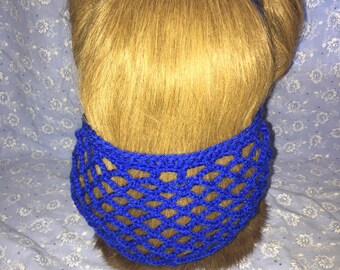 Handmade crochet half snood in royal blue