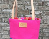 Items similar to Handmade leather and canvas tote by M.G 