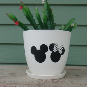 Mickey and Minnie Silhouette Planter Pot