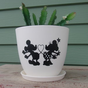 Mickey and Minnie Tail Heart Planter Pot