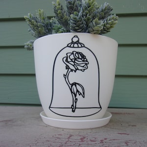 Beauty and the Beast Rose Planter Pot