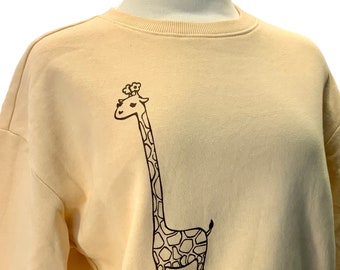 Giraffe Ivory Sweatshirt w/ Brown Ink