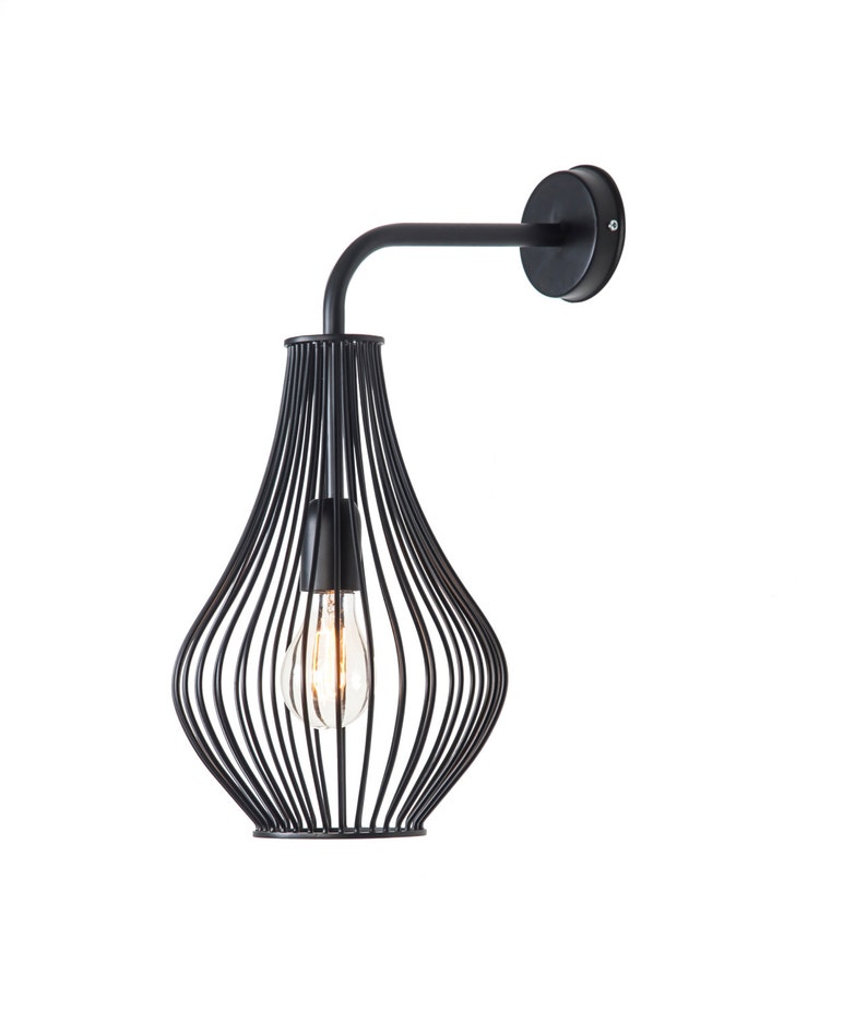 Black Wire Wall Lamp Lighting Fixture Size 38x49 Cm Option To Custom Order External Plug In Electrical Cord