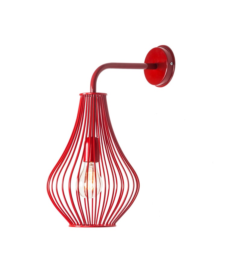 Red Wire Wall Lamp Lighting Fixture Size 38x49 Cm Option To Custom Order External Plug In Electrical Cord