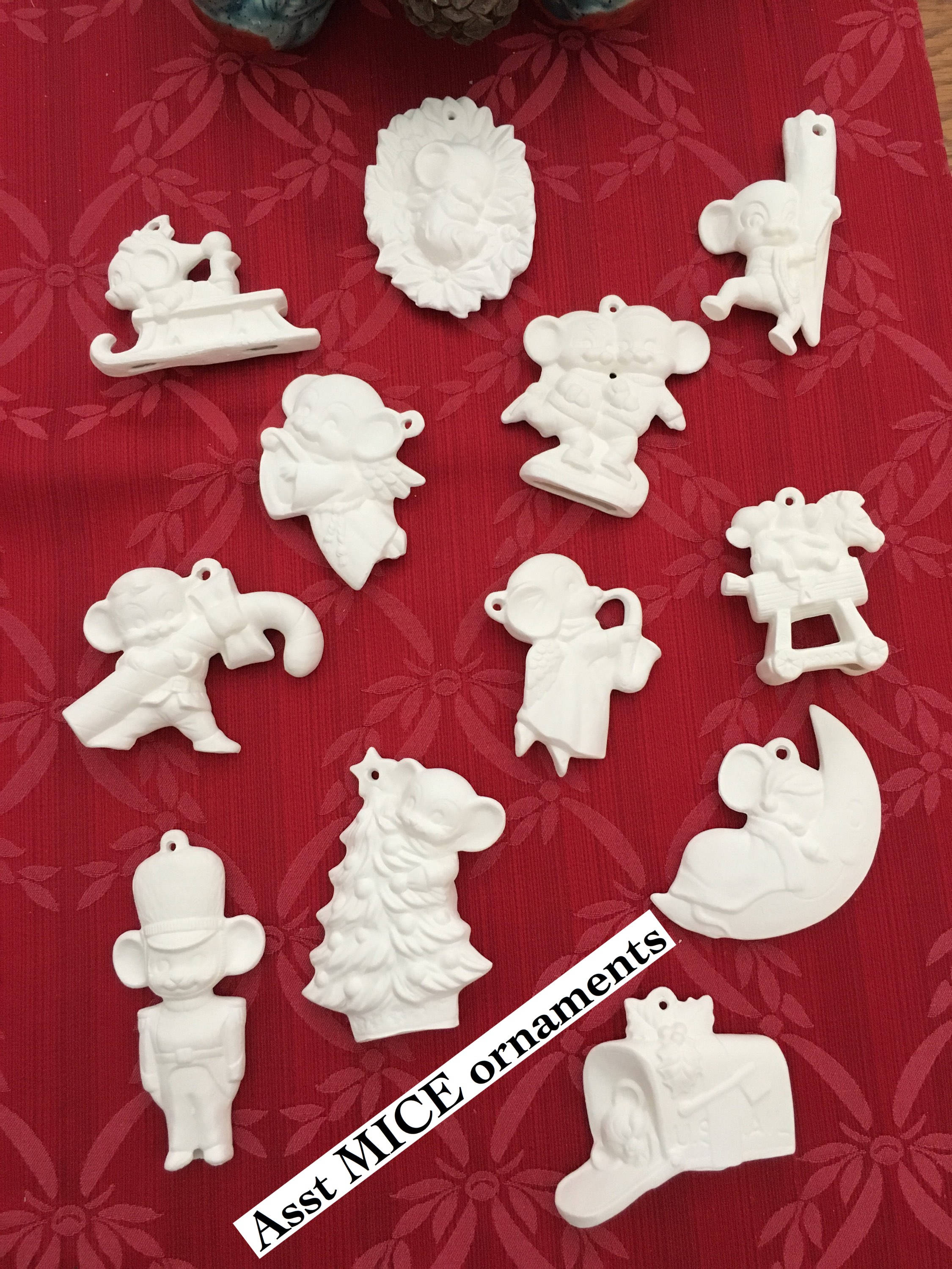 12 Ready to Paint Bisque Assorted Ceramic Christmas Ornaments Etsy