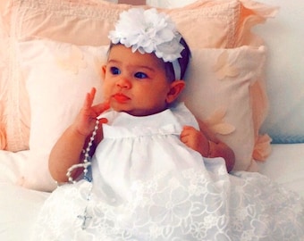 Baptism Headband | Christening Headband | White Baptism Headband | White Christening Headband | Cross Headband | Headband with Cross