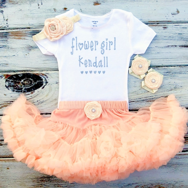 Flower Girl Rehearsal Outfit | Flower Girl Outfit | Flower Girl Gift | Flower Girl Shirt | Flower Girl Proposal | Flower Girl Tutu Peach