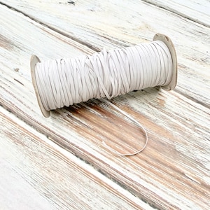 1/8 inch Elastic Cord, Elastic for Face Mask, White Skinny Elastic, Skinny Elastic by the Yard, DIY Mask Making, Elastic for Masks, Thin