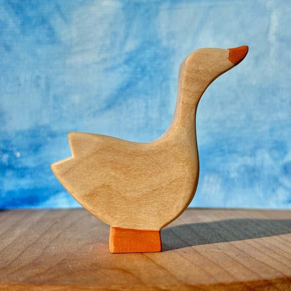 Wood toy figure animal duck | Waldorf Wooden doll | Birch wood | Organic non toxic paint