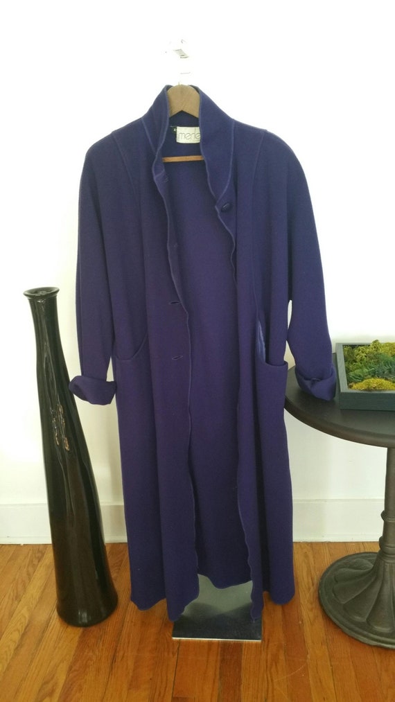 Full length deep purple wool coat - Medium size