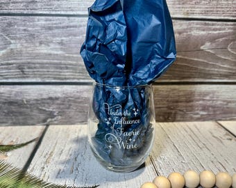 Under the Influence of Faerie Wine - Wine Glass | Fantasy-Inspired Stemless Glass | Laser Engraved Bookish Gift