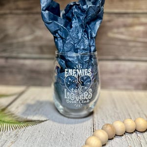Enemies to Lovers Book Club Stemless Wine Glass | Romance Reader Gift