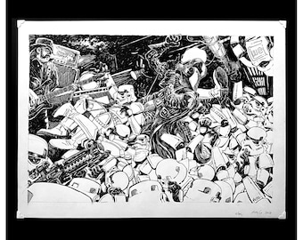 First Gig Death Start Fundraiser, Originalzeichnung, Star Wars Punk Parodie