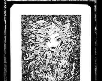 Poison Ivy Original Tuschezeichnung, Batman Bösewicht Kunst (11x14)