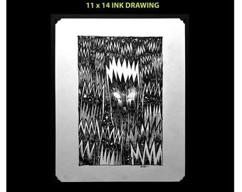 Original Tuschezeichnung: In The Menge Art von Buzz Parker Garden Punkz Comic Zine