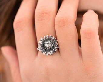 Sunflower silver ring clearance